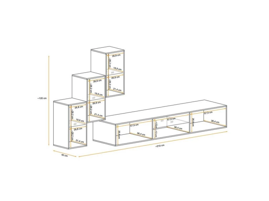 Ensemble Meuble TV Design "Switch XXII" 210cm Gris 6 Ensemble Meuble TV Design "Switch XXII" 210cm Gris – Image 4