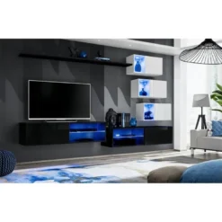 Ensemble Meuble TV Design "Switch XXIV" 260cm Noir & Blanc 5 Ensemble Meuble TV Design "Switch XXIV" 260cm Noir & Blanc -Pas Cher Mobiliora Magasin meuble tv 19715827