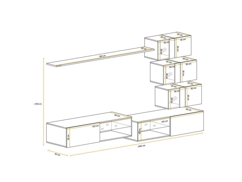 Ensemble Meuble TV Design "Switch XXIV" 250cm Blanc & Noir 5 Ensemble Meuble TV Design "Switch XXIV" 250cm Blanc & Noir – Image 3