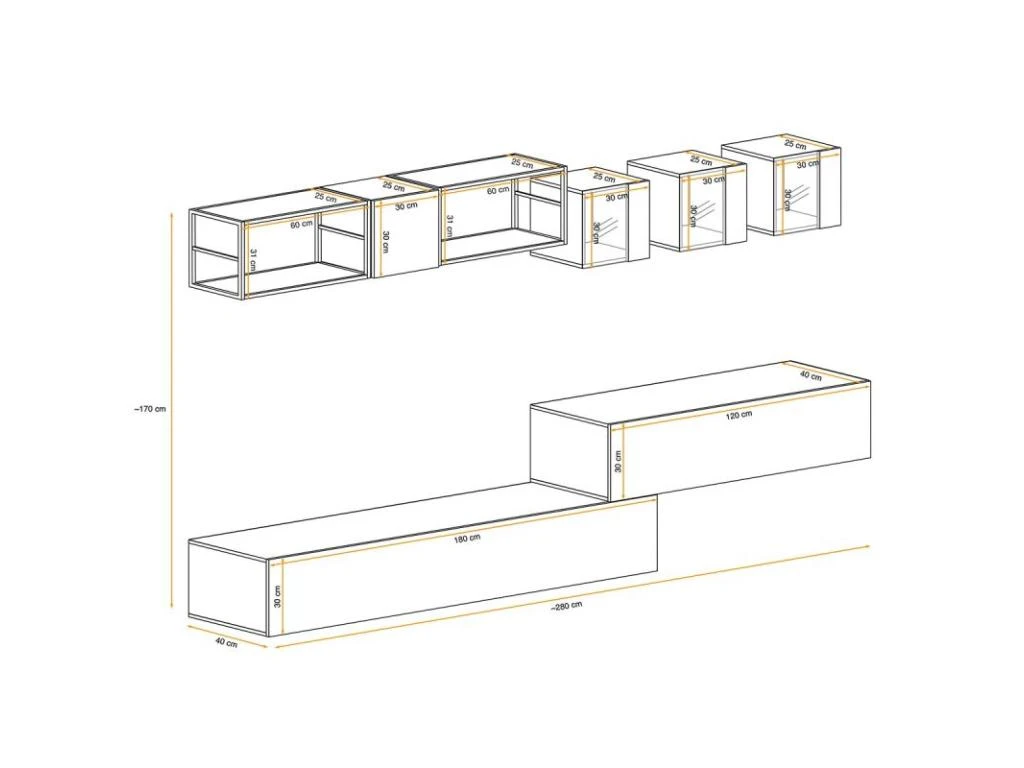 Ensemble Meuble TV Design "Switch III" 280cm Blanc & Noir 5 Ensemble Meuble TV Design "Switch III" 280cm Blanc & Noir – Image 3