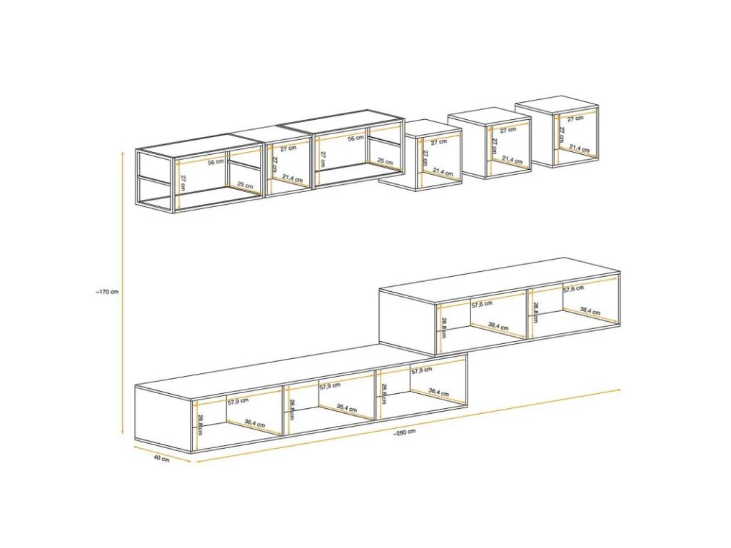 Ensemble Meuble TV Design "Switch III" 280cm Blanc & Noir 6 Ensemble Meuble TV Design "Switch III" 280cm Blanc & Noir – Image 4