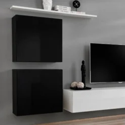 Meuble TV Mural Design "Switch IV" 320cm Noir & Blanc 7 Meuble TV Mural Design "Switch IV" 320cm Noir & Blanc -Pas Cher Mobiliora Magasin meuble tv 19715877