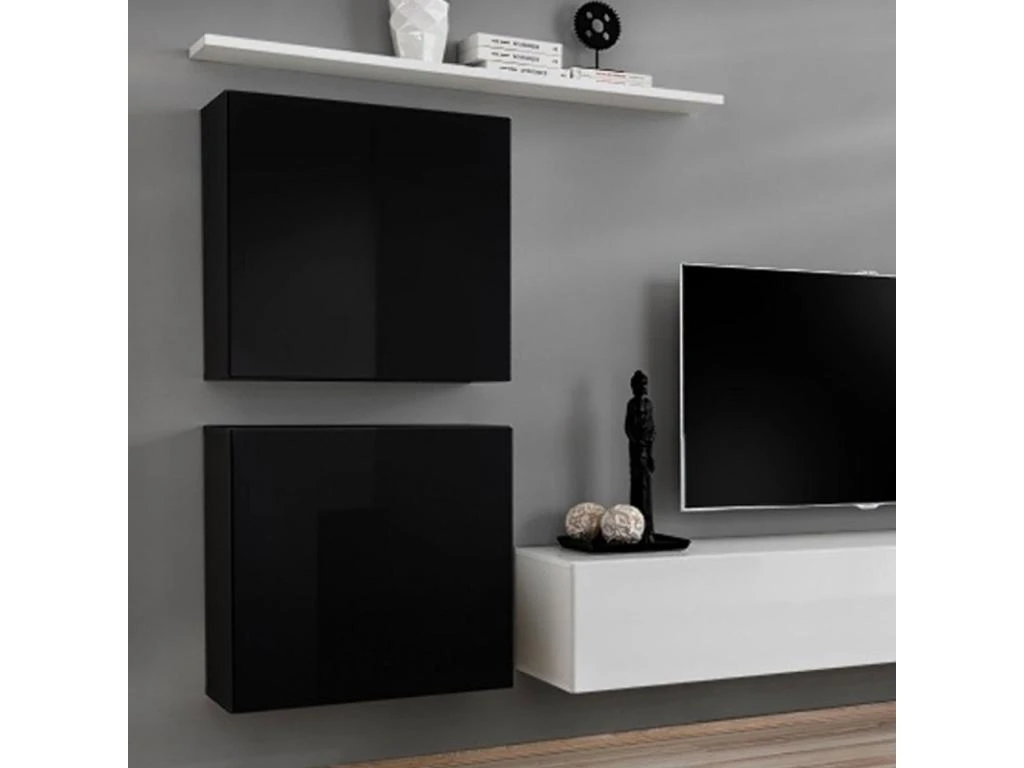Meuble TV Mural Design "Switch IV" 320cm Noir & Blanc 4 Meuble TV Mural Design "Switch IV" 320cm Noir & Blanc – Image 2