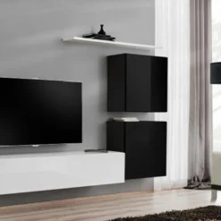 Meuble TV Mural Design "Switch IV" 320cm Noir & Blanc 8 Meuble TV Mural Design "Switch IV" 320cm Noir & Blanc -Pas Cher Mobiliora Magasin meuble tv 19715879