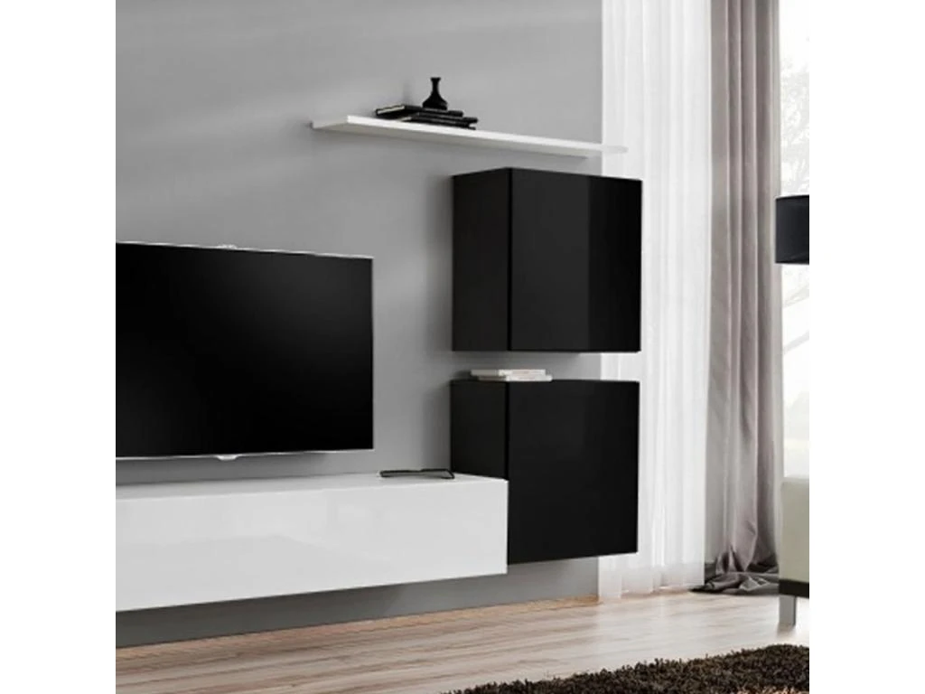 Meuble TV Mural Design "Switch IV" 320cm Noir & Blanc 5 Meuble TV Mural Design "Switch IV" 320cm Noir & Blanc – Image 3