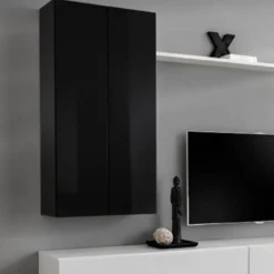 Meuble TV Mural Design "Switch II" 270cm Noir & Blanc -Pas Cher Mobiliora Magasin meuble tv 19716055