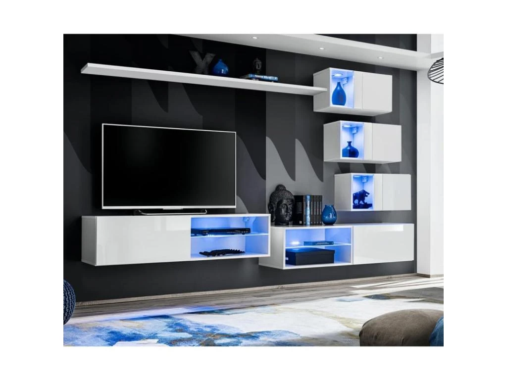 Ensemble Meuble TV Design "Switch XXIV" 250cm Blanc 3 Ensemble Meuble TV Design "Switch XXIV" 250cm Blanc