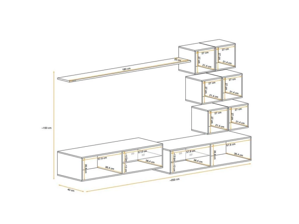 Ensemble Meuble TV Design "Switch XXIV" 250cm Blanc 6 Ensemble Meuble TV Design "Switch XXIV" 250cm Blanc – Image 4