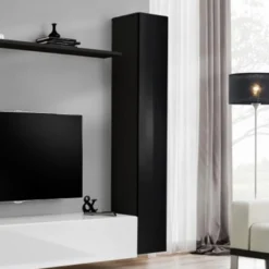 Meuble TV Mural Design "Switch VIII" 280cm Noir & Blanc -Pas Cher Mobiliora Magasin meuble tv 19716095