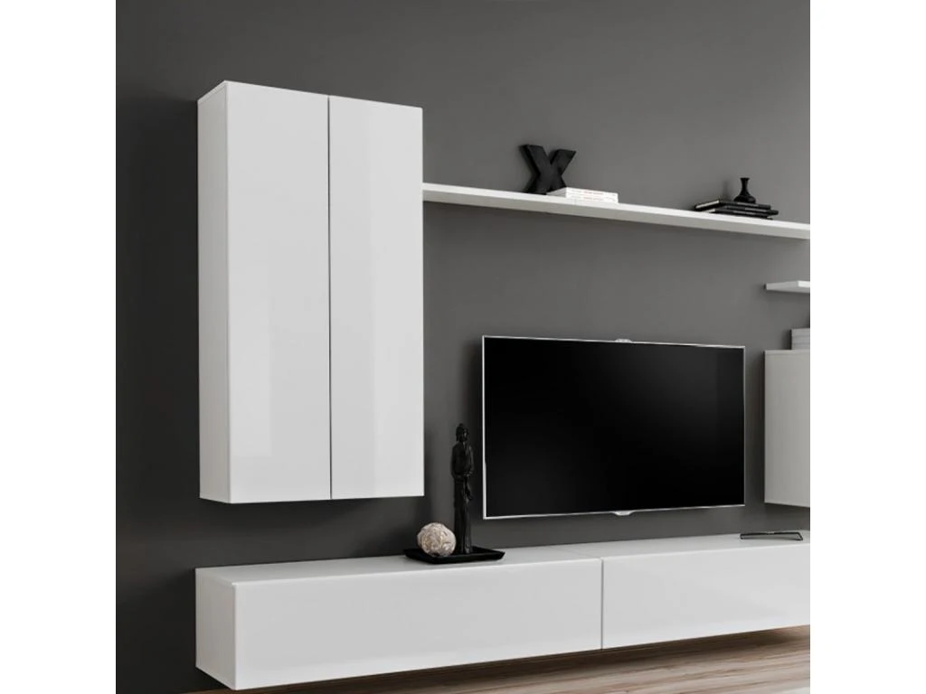 Meuble TV Mural Design "Switch II" 270cm Blanc 5 Meuble TV Mural Design "Switch II" 270cm Blanc – Image 3