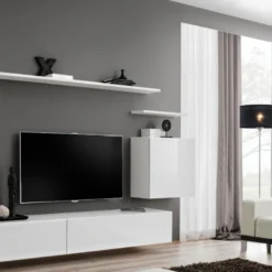 Meuble TV Mural Design "Switch II" 270cm Blanc 10 Meuble TV Mural Design "Switch II" 270cm Blanc -Pas Cher Mobiliora Magasin meuble tv 19716231