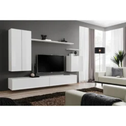 Meuble TV Mural Design "Switch II" 270cm Blanc 11 Meuble TV Mural Design "Switch II" 270cm Blanc -Pas Cher Mobiliora Magasin meuble tv 19716233