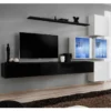 Meuble TV Mural Design "Switch XIX" 310cm Noir & Blanc -Pas Cher Mobiliora Magasin meuble tv 19716403