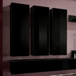 Meuble TV Mural Design "Fly I" 320cm Noir 7 Meuble TV Mural Design "Fly I" 320cm Noir -Pas Cher Mobiliora Magasin meuble tv 19716423