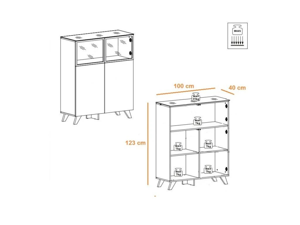 Ensemble Meuble TV & Bibliothèque "Thin" 340cm Noir & Naturel 6 Ensemble Meuble TV & Bibliothèque "Thin" 340cm Noir & Naturel – Image 4