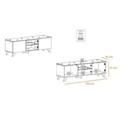 Ensemble Meuble TV & Bibliothèque "Thin" 340cm Noir & Naturel 11 Ensemble Meuble TV & Bibliothèque "Thin" 340cm Noir & Naturel -Pas Cher Mobiliora Magasin meuble tv 19716439