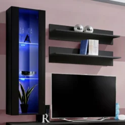 Meuble TV Mural Design "Fly II" 190cm Noir 7 Meuble TV Mural Design "Fly II" 190cm Noir -Pas Cher Mobiliora Magasin meuble tv 19716463