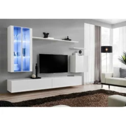 Meuble TV Mural Design "Switch XII" 270cm Blanc 7 Meuble TV Mural Design "Switch XII" 270cm Blanc -Pas Cher Mobiliora Magasin meuble tv 19716639