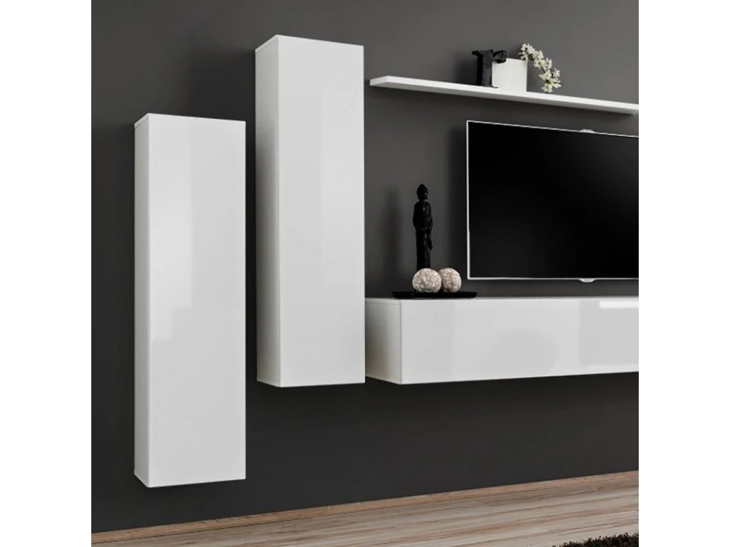 Meuble TV Mural Design "Switch I" 330cm Blanc 4 Meuble TV Mural Design "Switch I" 330cm Blanc – Image 2