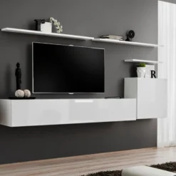 Meuble TV Mural Design "Switch I" 330cm Blanc 8 Meuble TV Mural Design "Switch I" 330cm Blanc -Pas Cher Mobiliora Magasin meuble tv 19716667
