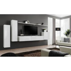 Meuble TV Mural Design "Switch I" 330cm Blanc 9 Meuble TV Mural Design "Switch I" 330cm Blanc -Pas Cher Mobiliora Magasin meuble tv 19716669