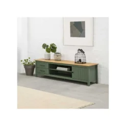 Meuble TV 1 Porte 2 Tiroirs Bois/Vert - DARANMI -Pas Cher Mobiliora Magasin meuble tv 19815619