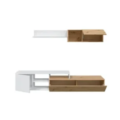 Meuble TV Et étagère Blanc/Chêne - TOZA -Pas Cher Mobiliora Magasin meuble tv 19824171