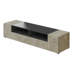 Meuble TV 4 Portes 2 Niches Chêne/Anthracite - ZAJE - L 138 X L 42 X H 36 Cm -Pas Cher Mobiliora Magasin meuble tv 19824187