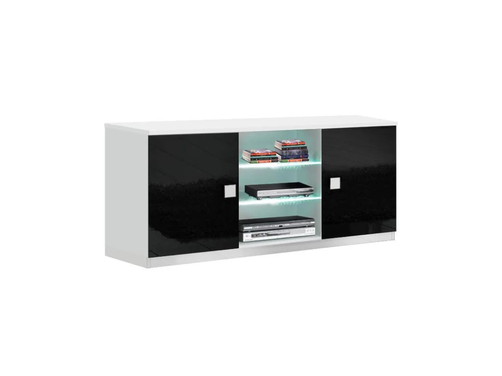 Meuble TV 2 Portes Noir/Blanc à LEDS - ZEME - L 150 X L 47 X H 70 Cm 3 Meuble TV 2 Portes Noir/Blanc à LEDS - ZEME - L 150 X L 47 X H 70 Cm
