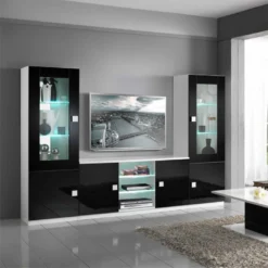 Meuble TV 2 Portes Noir/Blanc à LEDS - ZEME - L 150 X L 47 X H 70 Cm 9 Meuble TV 2 Portes Noir/Blanc à LEDS - ZEME - L 150 X L 47 X H 70 Cm -Pas Cher Mobiliora Magasin meuble tv 19824239