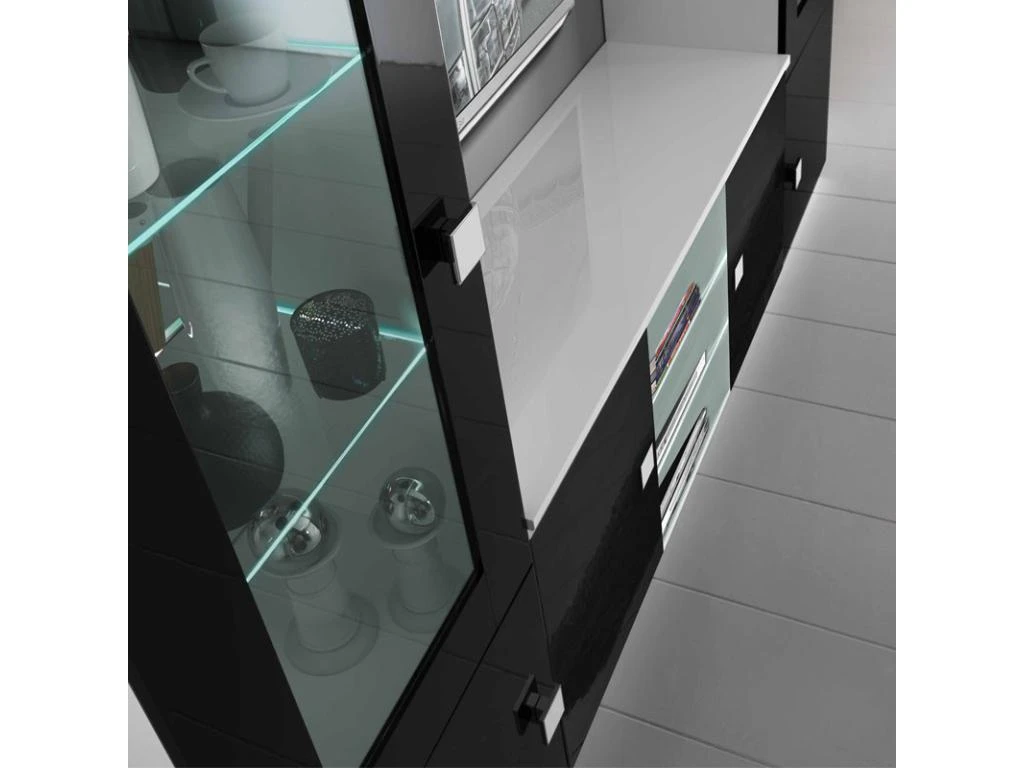 Meuble TV 2 Portes Noir/Blanc à LEDS - ZEME - L 150 X L 47 X H 70 Cm 6 Meuble TV 2 Portes Noir/Blanc à LEDS - ZEME - L 150 X L 47 X H 70 Cm – Image 4