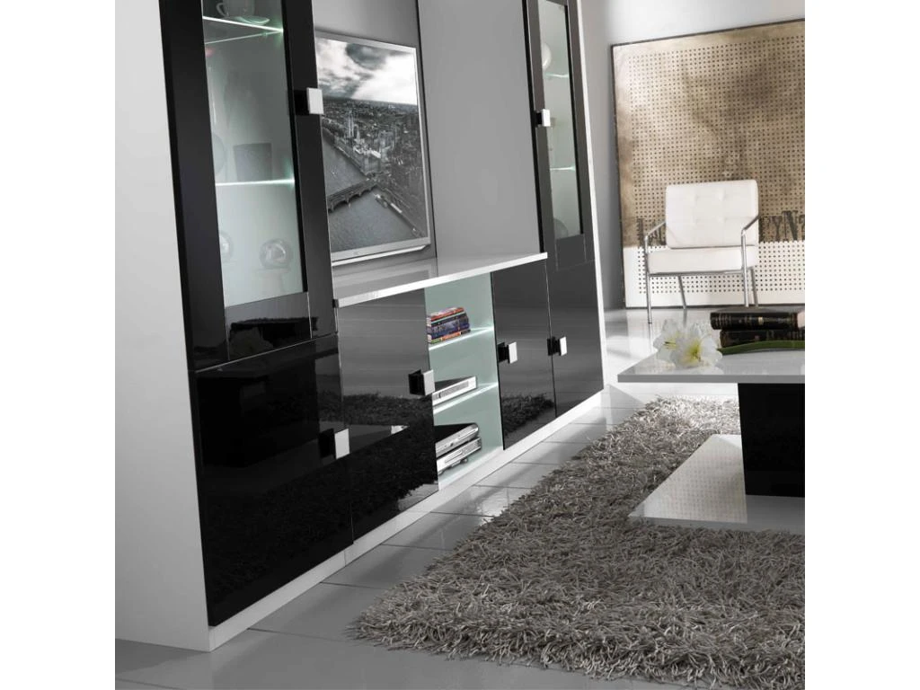 Meuble TV 2 Portes Noir/Blanc à LEDS - ZEME - L 150 X L 47 X H 70 Cm 7 Meuble TV 2 Portes Noir/Blanc à LEDS - ZEME - L 150 X L 47 X H 70 Cm – Image 5