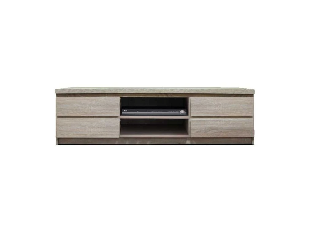 Meuble TV 2 Niches 4 Tiroirs Chêne Clair - ZYWO - L 133 X L 47 X H 51 Cm 3 Meuble TV 2 Niches 4 Tiroirs Chêne Clair - ZYWO - L 133 X L 47 X H 51 Cm