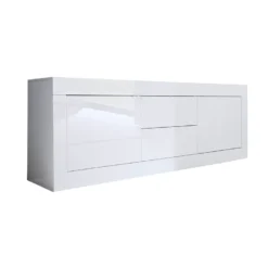 Meuble TV Moderne 2 Portes En Bois Blanc Laqué Brillant - MILAN - L 210 X L 43 X H 66 Cm 9 Meuble TV Moderne 2 Portes En Bois Blanc Laqué Brillant - MILAN - L 210 X L 43 X H 66 Cm -Pas Cher Mobiliora Magasin meuble tv 19824275
