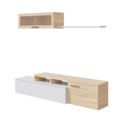 Meuble TV Modulable En Angle Blanc/Chêne - XUNS 10 Meuble TV Modulable En Angle Blanc/Chêne - XUNS -Pas Cher Mobiliora Magasin meuble tv 19824389