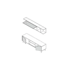 Composition TV Blanc Brillant/Chêne Clair - STOCKTON -Pas Cher Mobiliora Magasin meuble tv 19824479