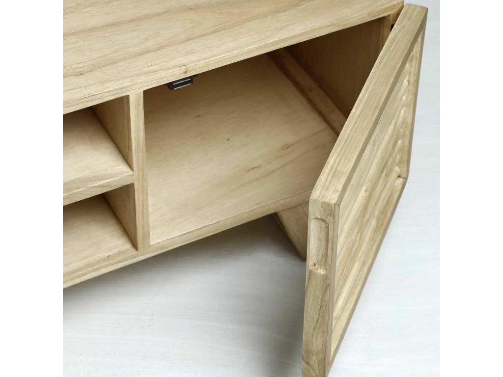 Kalaotek , Meuble TV Rectangulaire, Deux Portes, Une étagére En Bois De Teck Et Mindi , Naturel 5 Kalaotek , Meuble TV Rectangulaire, Deux Portes, Une étagére En Bois De Teck Et Mindi , Naturel – Image 3