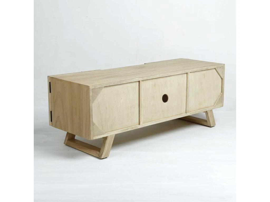 Kalaotek , Meuble TV Rectangulaire, Deux Portes, Une étagére En Bois De Teck Et Mindi , Naturel 6 Kalaotek , Meuble TV Rectangulaire, Deux Portes, Une étagére En Bois De Teck Et Mindi , Naturel – Image 4