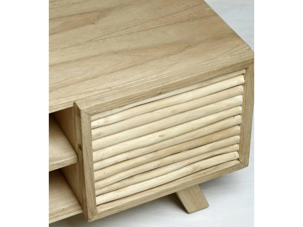 Kalaotek , Meuble TV Rectangulaire, Deux Portes, Une étagére En Bois De Teck Et Mindi , Naturel 8 Kalaotek , Meuble TV Rectangulaire, Deux Portes, Une étagére En Bois De Teck Et Mindi , Naturel – Image 6