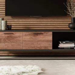 Meuble TV Avec 2 Tiroirs Et 1 Niche En Bois D'acacia Et Métal - Naturel Foncé Et Noir - ALYONA 11 Meuble TV Avec 2 Tiroirs Et 1 Niche En Bois D'acacia Et Métal - Naturel Foncé Et Noir - ALYONA -Pas Cher Mobiliora Magasin meuble tv 19914893
