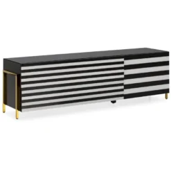 Meuble TV /Audio 145 X 44 X 46 Cm Verre, Acier