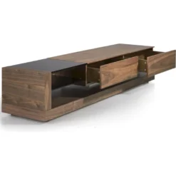 Meuble TV Bois 2 Tiroirs Et 2 Espaces Ouverts De Rangement Insert Acier Poli Pieds Bois 9 Meuble TV Bois 2 Tiroirs Et 2 Espaces Ouverts De Rangement Insert Acier Poli Pieds Bois -Pas Cher Mobiliora Magasin meuble tv 20122497