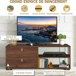 Meuble Tv En Bois Pour Téléviseur Banc Tv Avec 2 Tiroirs étagère Réglable Jusqu'à 139,7 Cm 120 X 39 X 44 Cm 9 Meuble Tv En Bois Pour Téléviseur Banc Tv Avec 2 Tiroirs étagère Réglable Jusqu'à 139,7 Cm 120 X 39 X 44 Cm -Pas Cher Mobiliora Magasin meuble tv 20920859
