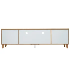 Meuble TV 175cm Avec 5 Portes Et 2 Compartiments Pour Salon - Style Campagnard - Naturel & Blanc 15 Meuble TV 175cm Avec 5 Portes Et 2 Compartiments Pour Salon - Style Campagnard - Naturel & Blanc -Pas Cher Mobiliora Magasin meuble tv 20939291