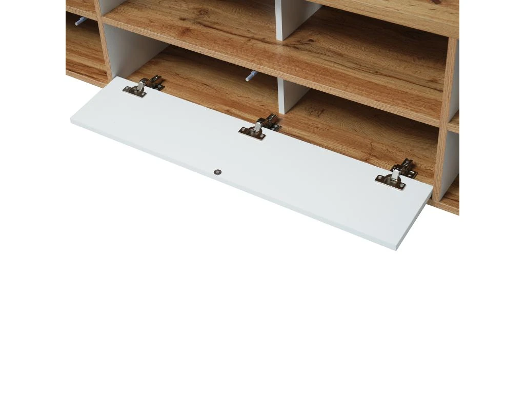 Meuble TV 175cm Avec 5 Portes Et 2 Compartiments Pour Salon - Style Campagnard - Naturel & Blanc 10 Meuble TV 175cm Avec 5 Portes Et 2 Compartiments Pour Salon - Style Campagnard - Naturel & Blanc â Image 8