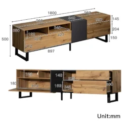 Meuble TV 180cm Style Industriel à Grain De Bois - Naturel -Pas Cher Mobiliora Magasin meuble tv 20939321