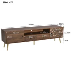 Meuble TV 180cm Avec 2 Compartiments Et 2 Tiroirs En Bois - Style Campagnard - Marron -Pas Cher Mobiliora Magasin meuble tv 20939339