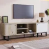 Meuble TV 160cm Avec 2 Portes Et 3 Compartiments Pour Chambre Ou Salon - Bois Rétro - Naturel
