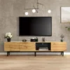 Meuble TV 175cm Industriel Avec LED - 3 Portes + 2 étagères - Naturel 2 Meuble TV 175cm Industriel Avec LED - 3 Portes + 2 étagères - Naturel -Pas Cher Mobiliora Magasin meuble tv 20939433