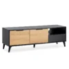 Meuble TV Kalma 2 Portes 1 Tiroir Noir/chêne, Longueur 136 Cm -Pas Cher Mobiliora Magasin meuble tv 20980331